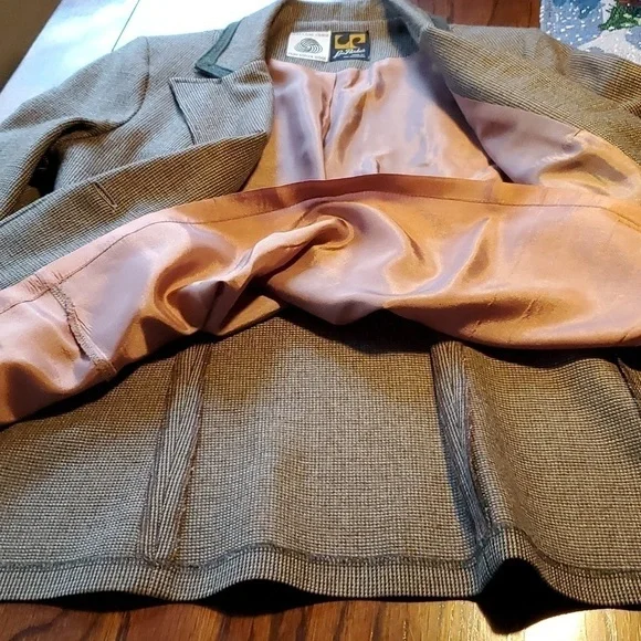 Lee Parker Vintage Brown Pinstripe Pure Wool 2 Button Blazer Est Size S/M - Picture 14 of 14